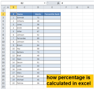 how percentage is calculated in excel