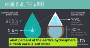 what percent of the earth's hydrosphere is fresh versus salt water
