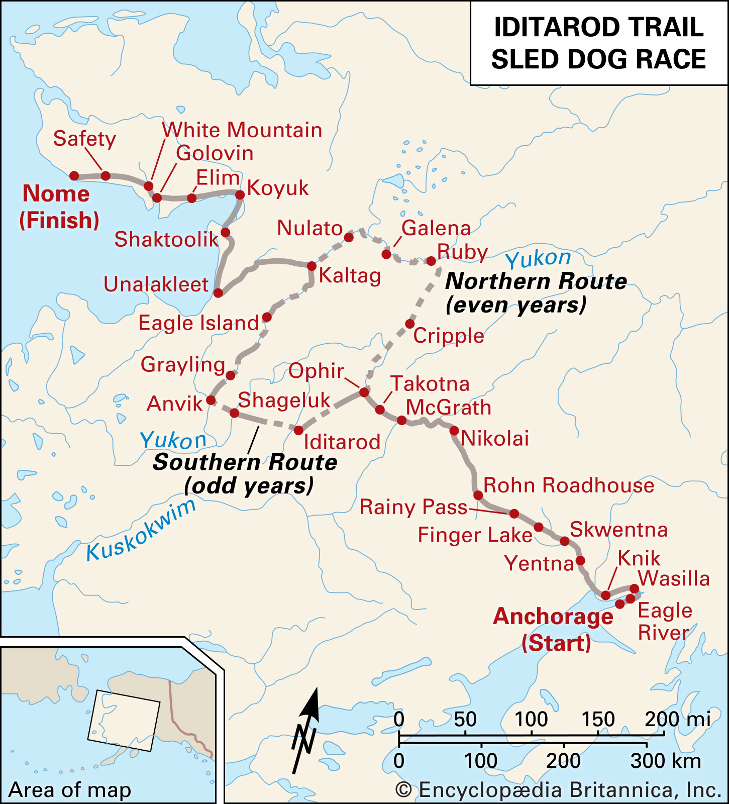 how many miles long is the iditarod?