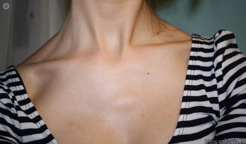 pertaining to under the collarbone