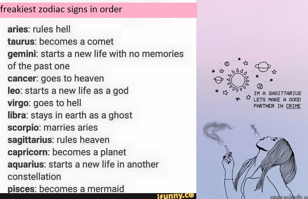 freakiest zodiac signs in order