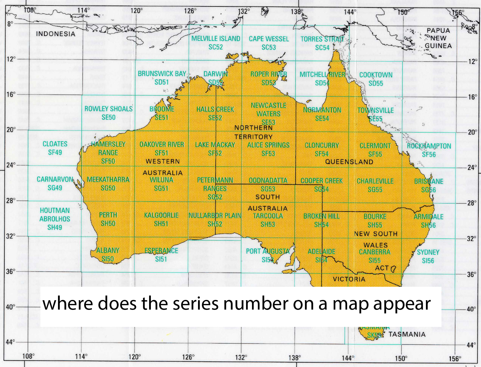 where does the series number on a map appear