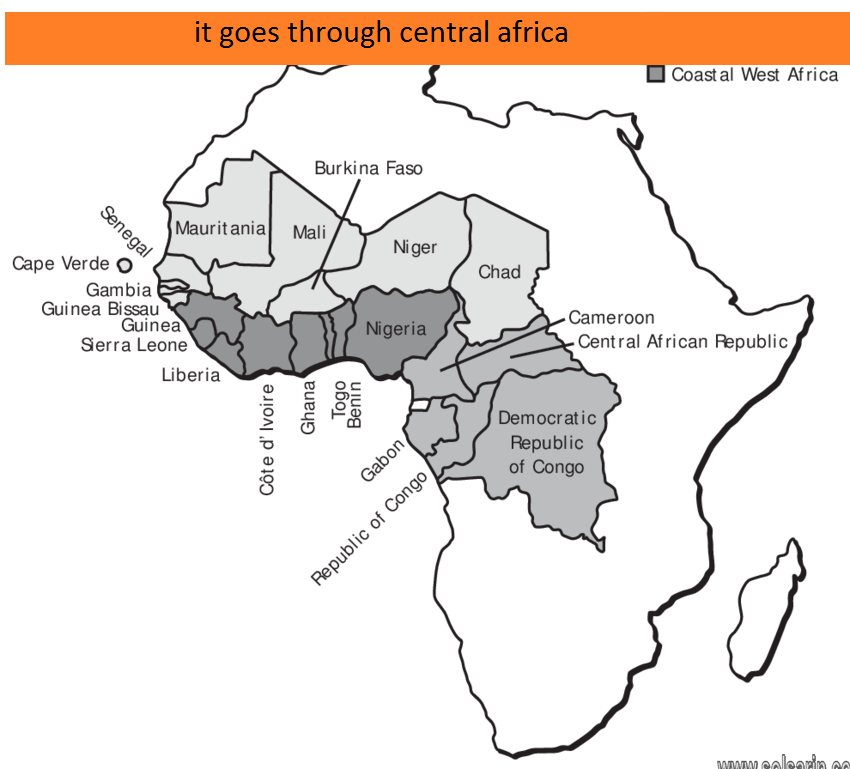 it goes through central africa