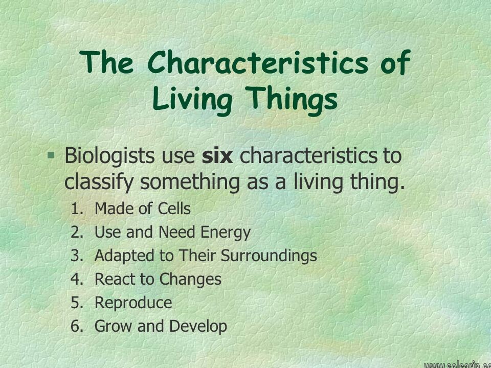 6 characteristics of living things