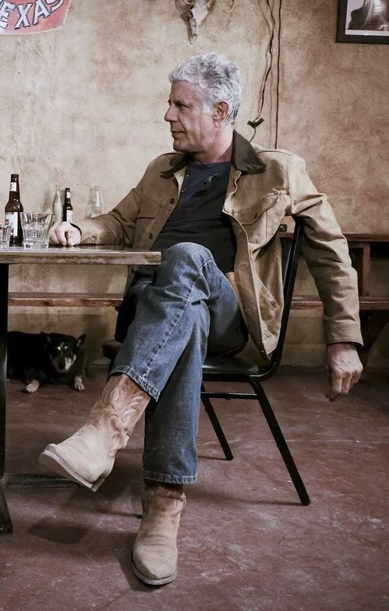 anthony bourdain “cowboy boots” “what brand”