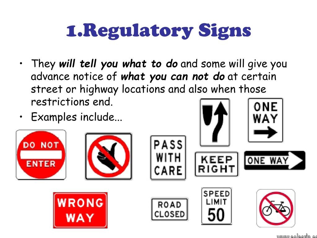 Signs communicate laws.