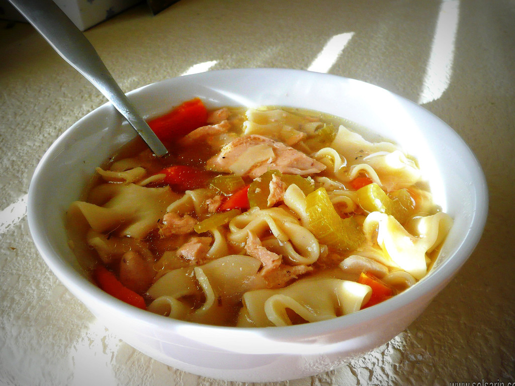 homemade chicken noodle soup in crock pot