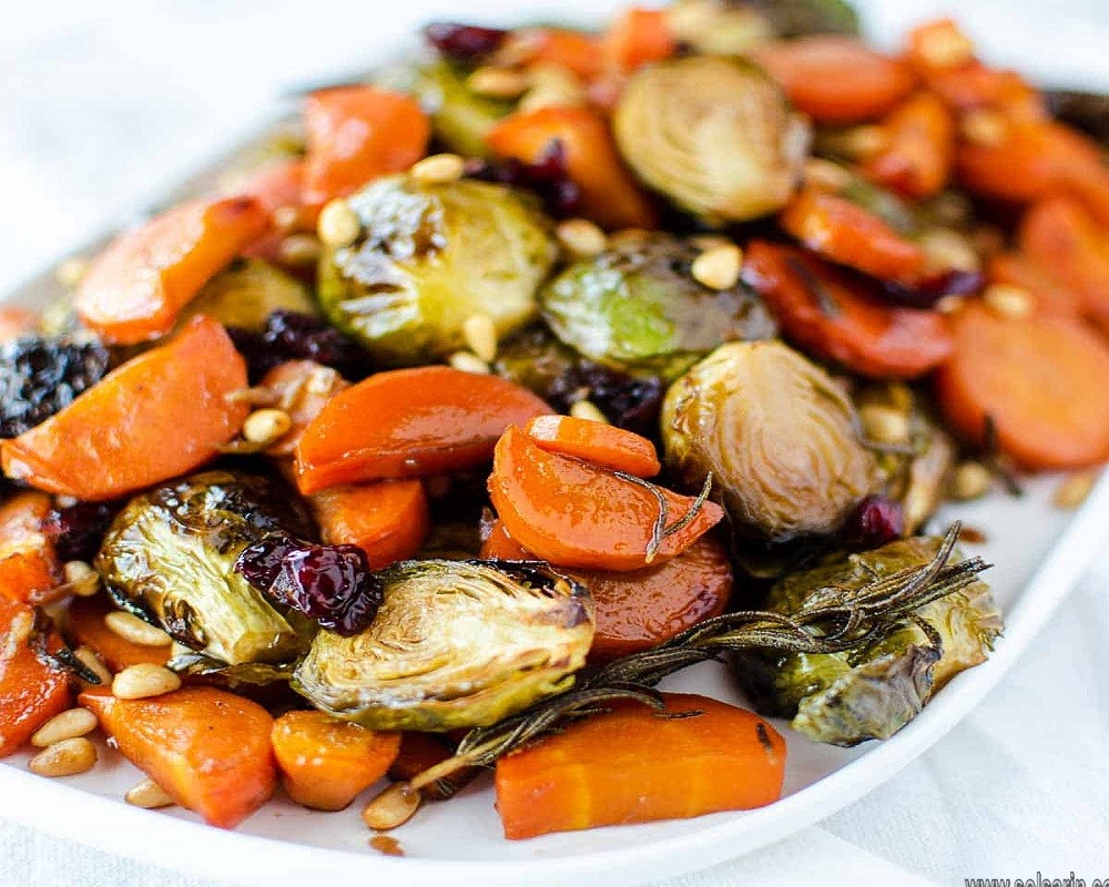 roasted brussel sprouts and carrots