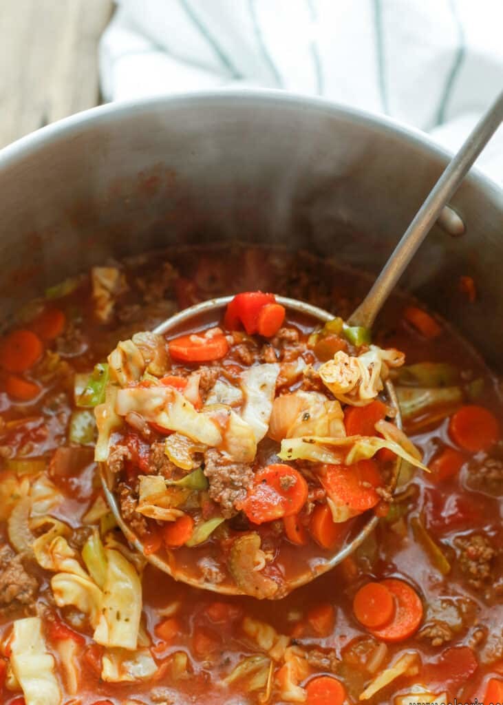 vegetable beef soup with cabbage